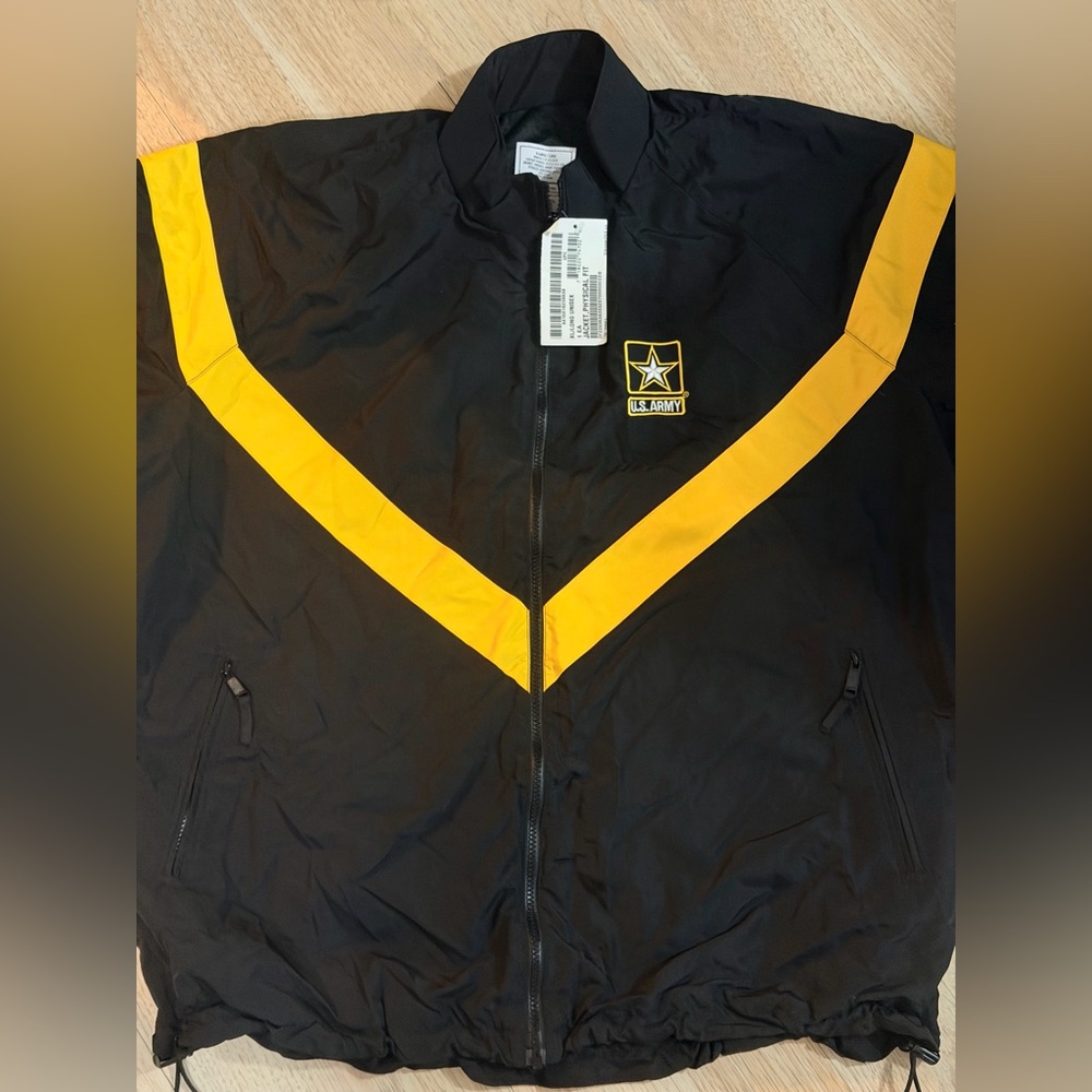 Unisex / U.S. Army Black Windbreaker with Yellow Chevron Detail